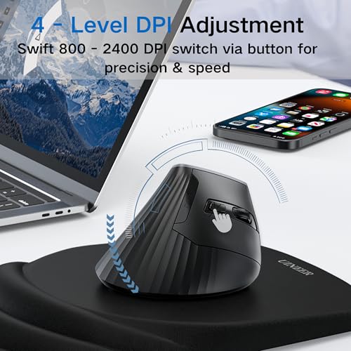 Uineer Ergonomic Bluetooth Mouse, 3-Mode Vertical Wireless Mouse