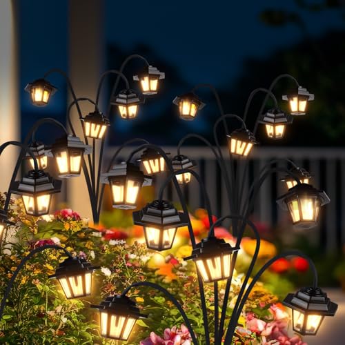 Solar Decorative Lights Outdoor 4 Pack, 24 LED Waterproof Solar Garden Lights, Wind Swaying Landscape Lights for Yard Lawn Pathway Decor,Gifts for Mother's Day and Garden Lovers