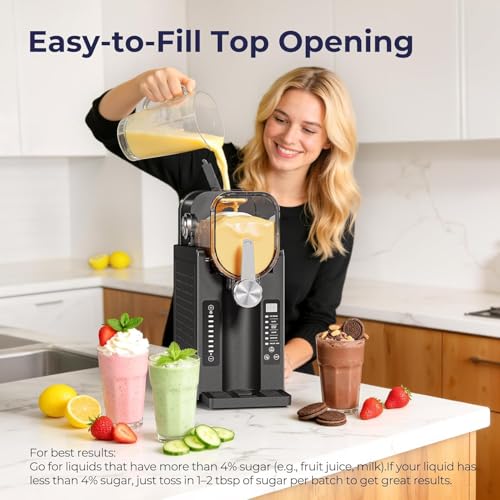 NEOISM Slushie Machine for Home, No Ice Needed Ice Cream Maker, Black | with Auto-Clean, LED Display, 6 Preset Programs for Ice Cream, Frappés, Milk Shake and More, Family Gatherings & Home Bar