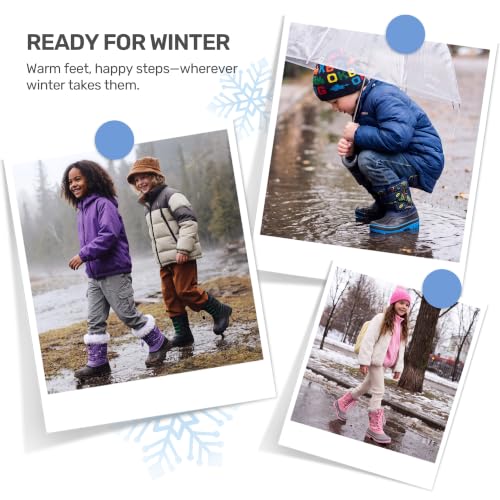 DREAM PAIRS Kids Waterproof Winter Snow Boots,Black/Green,1 Little Kid