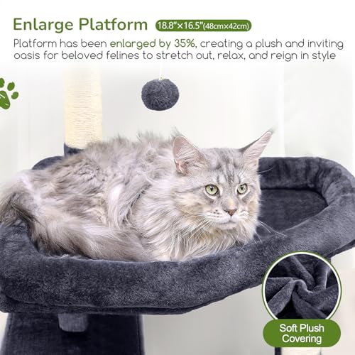 Globlazer Large Platform Cat Tree for Indoor Cats Large Adult, Dark Grey