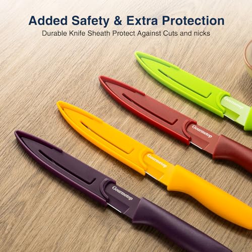 Gourmetop Paring Knife Set of 4, 3.8” Fruit Knife with Cover, German Steel