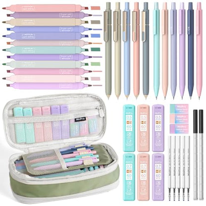 Nicpro 39 PCS Aesthetic School Supplies, Cute Pen Case Stationery Set,Green