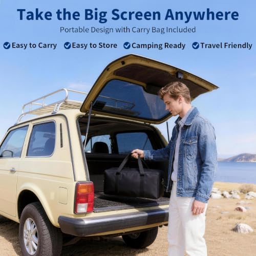 Sainyer Projector Screen with Stand, 120 Inch Portable Screen