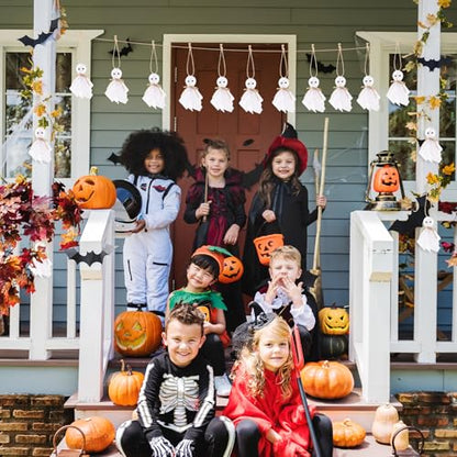 8 Pcs Halloween Ghost Hanging Ornaments- 4 Inch Hanging Ghosts Rustic Farmhouse White Cloth Ghosts Hanging Decoration for Haunted House Party Yard Tree Decor