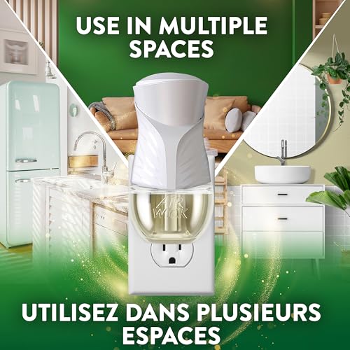 Air Wick Plug In Scented Oil Air Freshener for Home – Infused with Essential Oils, Adjustable Fragrance Control – Crisp Linen Scent – Includes 1 Warmer & 1 Refill