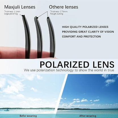 MAXJULI Polarized Big Sunglasses for Men and Women with Big Heads,UV400 Protection Rectangular Sun Glasses,Ideal for Driving Cycling and Running 8806（Grey+Revo Pink）