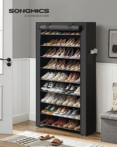 SONGMICS 10-Tier Shoe Rack, Shoe Storage Organizer Cabinet, Black URXJ36H