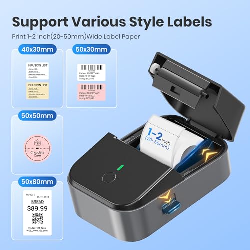 ETIKEZ PM260 Label Maker Machine with Tape, 2 Inch Bluetooth Printer, Black