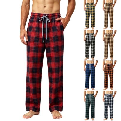 Buffalo Plaid Pajama Pants Men Flannel Pj Bottoms with Pockets