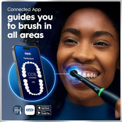 Oral-B iO Deep Clean + Protect Rechargeable Electric Toothbrush, White with Visible Pressure Sensor, 5 Cleaning Settings, 2 Min Timer, an iO Series 7 Toothbrush, 2 Replacement Brush Heads, and Charging Travel Case