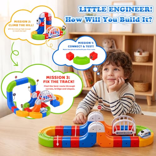 Electric Train Set 3D Track STEM Toy Toddler Gifts for 3-8 Boys Girls