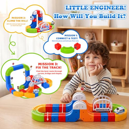 Electric Train Set 3D Track STEM Toy Toddler Gifts for 3-8 Boys Girls