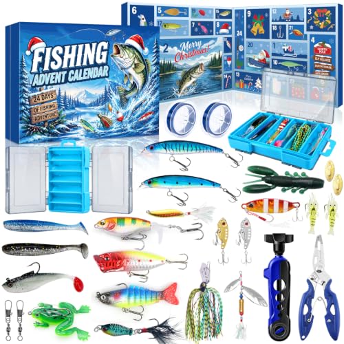 MOVINPE Fishing Advent Calendar 2026 Adult，Lures Gift with Tackle Box