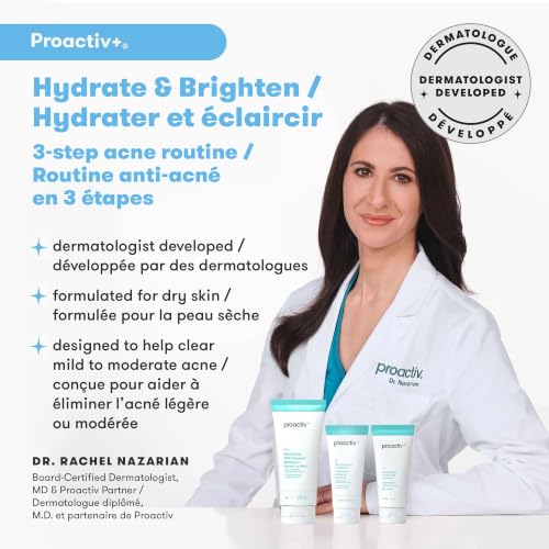 Proactiv+ 3 Step Advanced Skincare Acne Treatment – Salicylic Acid Face Wash, Benzoyl Peroxide Pore Minimizing Treatment, and Salicylic Acid Hydrating Moisturizer - 30 Day Complete Acne Skin Care Kit