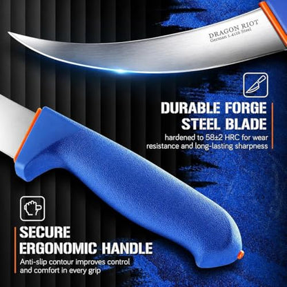 DRAGON RIOT Curved Boning Knife-6" Fillet Knife for Meat Deboning