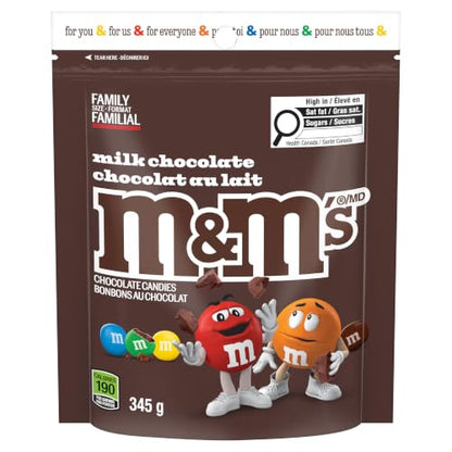 M&M'S, Milk Chocolate Candies, Family Size Bag, 345g