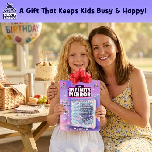 DIY Infinity Mirror Kit - Girls Crafts 8-12 Years Old DIY Kit with Lights & Custom Letters - Birthday Gift for Girls Ages 6 7 8 9 10 11 12, Educational STEM Toys for Kids, STEM Toys for 5+