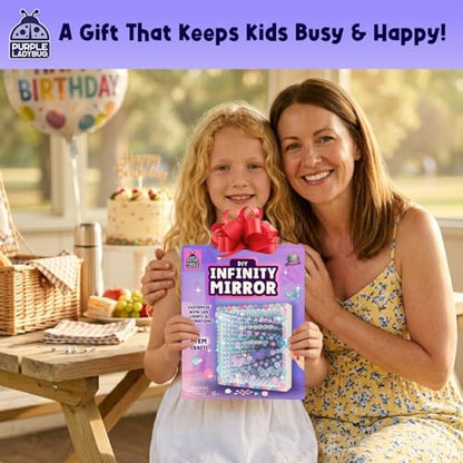 DIY Infinity Mirror Kit - Girls Crafts 8-12 Years Old DIY Kit with Lights & Custom Letters - Birthday Gift for Girls Ages 6 7 8 9 10 11 12, Educational STEM Toys for Kids, STEM Toys for 5+