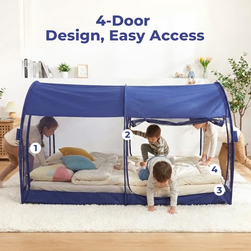 LEEDOR Mosquito Net Bed Tent Canopy Indoor Tent Privacy Bed Fort Dream Tent for Kids or Adult Navy Twin 75 X 39 X 47H'' (Mattress Not Included)