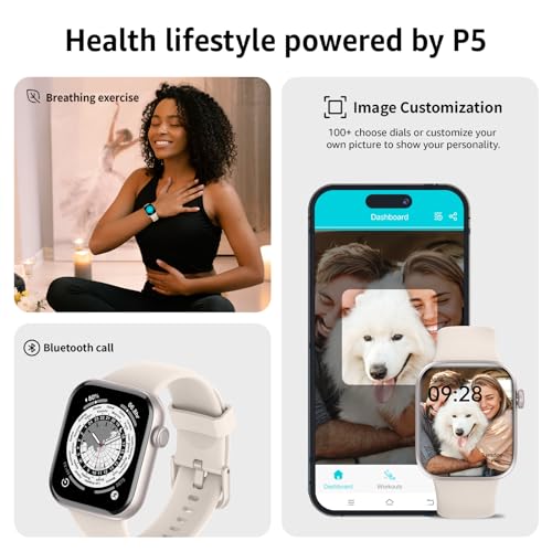 Smart Watch for Men Women, Bluetooth Calling, 1.85" HD Touch Screen Fitness Tracker, 140+ Sports Modes, Heart Rate Sleep Monitor, DIY Dial, IP68 Waterproof, Compatible with Android & iOS(Starlight)
