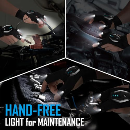 KEZKALS Stocking Stuffers for Adults Men Rechargeable Flashlight Gloves