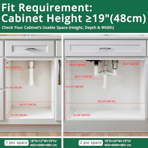 2-Pack Under Sink Organizer Value Set, 54kg Total Load - Easy-Glide Steel Pull-Out Drawers & Slide-Out Storage for Kitchen & Bathroom Cabinets, Fits Height≥48cm & Depth≥46cm 2X Storage Solution Black