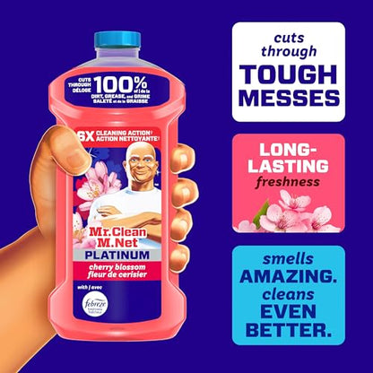 Mr. Clean All Purpose Cleaner, Mop Soap, Floor Cleaner for Mopping Home, Bathroom, & Kitchen, Cleaning Liquid for Mop & Bucket, Cherry Blossom, 4.8L (pack of 4)