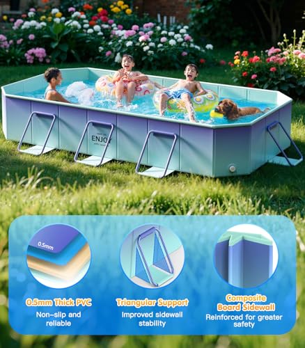 MoKo Foldable Pool for Adults & Kids, Large Non-Inflatable Swimmimg Pools