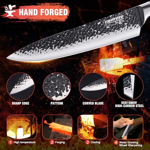 Topfeel Kitchen Knife Set, 3 PCS Japanese Chef Knife Set, Hand Forged High Carbon Stainless Steel Knives Sets，Ultra Sharp Professional Chef Knives Sets with Unique Antler-Like Handle