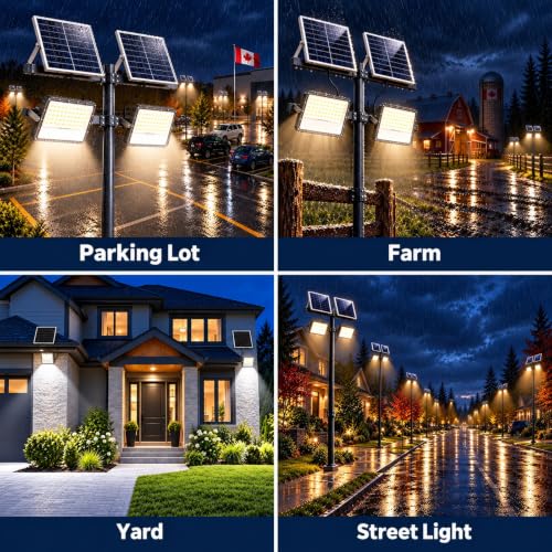 ICOFRU Solar Flood Lights Outdoor 20000 Lumens Die-Cast Aluminum Material