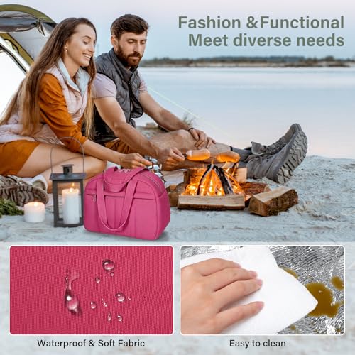 Codcey Reusable Quilted Puffer Insulated Lunch Bag Lunch Box Women