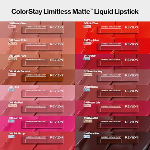 Revlon Lipstick, ColorStay Limitless Matte Liquid Lipstick, Vegan Formula, No-Budge Matte, Longwear Lipstick, Long Lasting, Lightweight/Comfortable, Waterproof, 004 Model Behavior, 0.17 fl oz/ 5ml