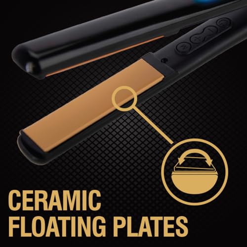 CHI Original Digital Ceramic Hairstyling Iron, Hair Straightener Delivers Shiny, Smooth Results, Even Heat for Less Damage, 1" Iron, Piano Black