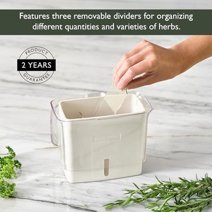 Cole & Mason H105159 Tealby Fresh Cut Herb Keeper, Herb Pot/Storage/Herb Saver/Box, Acrylic, Includes Removable Dividers, 2 Year Guarantee,White/Clear (H) 230mm x (W) 185mm x (D) 120mm