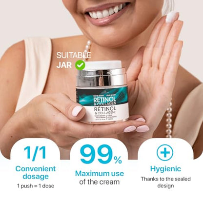 Face Moisturizer Retinol Cream, Anti Aging Neck Firming Cream, Collagen Day & Night Face Cream with Hyaluronic Acid for Women & Men, 1.85 Fl Oz