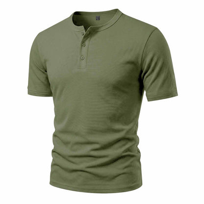 Mens T-Shirts Short Sleeve Button Henley Shirts Placket Crew Neck Slim Fit Breathable Casual Workout Quick Dry Tee Tops Army Green S Small