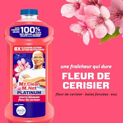 Mr. Clean All Purpose Cleaner, Mop Soap, Floor Cleaner for Mopping Home, Bathroom, & Kitchen, Cleaning Liquid for Mop & Bucket, Cherry Blossom, 4.8L (pack of 4)