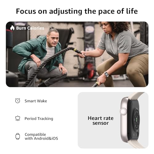 Smart Watch for Men Women, Bluetooth Calling, 1.85" HD Touch Screen Fitness Tracker, 140+ Sports Modes, Heart Rate Sleep Monitor, DIY Dial, IP68 Waterproof, Compatible with Android & iOS(Starlight)