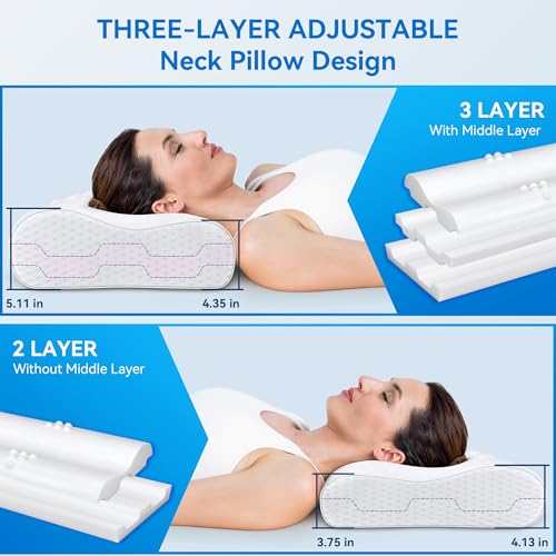 zibroges Sandwich Cervical Neck Pillow, Queen Size Memory Foam
