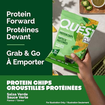 Quest Nutrition Salsa Verde Flavoured Tortilla Style Protein Chips, High Protein, Gluten Free, 8ct