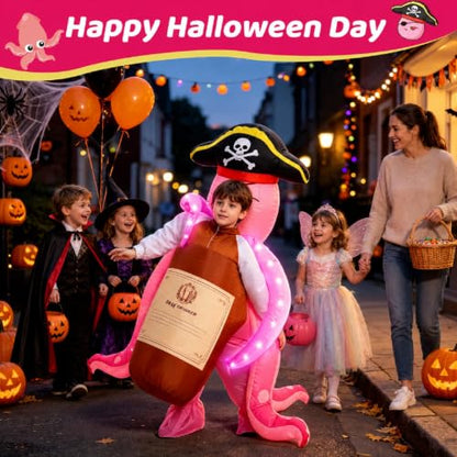 Inflatable Octopus Costume for Kids, Light Up Pirate Halloween Costume