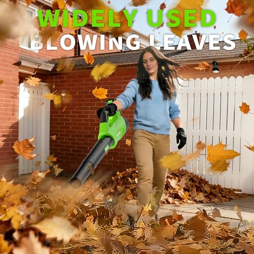 2026 Upgrade Leaf Blower, Leaf Blower Cordless with 2 * 2.6AH Batteries and Fast Charger, 450CFM &150MPH and 2 Speed Mode, Lightweight Electric Leaf Blowers for Lawn,Yard, Leaves, Dust, Snow