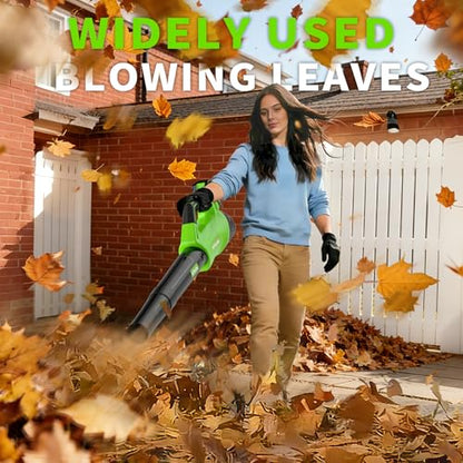 2026 Upgrade Leaf Blower, Leaf Blower Cordless with 2 * 2.6AH Batteries and Fast Charger, 450CFM &150MPH and 2 Speed Mode, Lightweight Electric Leaf Blowers for Lawn,Yard, Leaves, Dust, Snow
