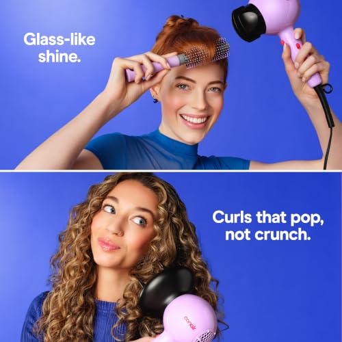 Conair Cake Pop Blowout Kit, Hair Dryer with Diffuser & Concentrator, Round Brush, 3 Claw Clips, Blow Dryer for Women, Tourmaline Ceramic Technology, 3 Heat/2 Speeds, Lilac, 505AMZ