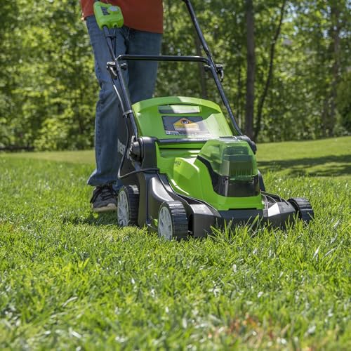 Greenworks 48V (24V x 2) 17" Cordless (Push) Lawn Mower (200+ Compatible Tools), (2) 4.0Ah Batteries and Dual Port Rapid Charger Included