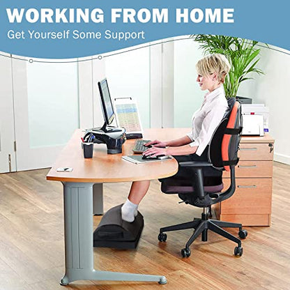 Foot Rest for Under Desk at Work, Adjustable Footrest for Office Chair & Gaming Chair,Ergonomic Footrest Pillow Desk Foot Stool with Washable Cover for Home, Airplane, Travel (Black)