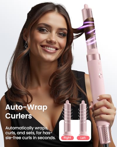 MESCOMB 6 IN 1 High Speed Hot Air Styler Hair Dryer Brush Kit, Soft Pink