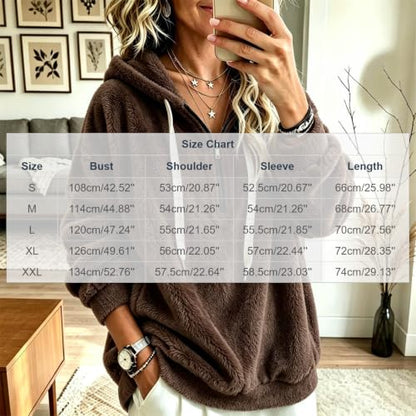 Zip Up Hoodie Hoodies for Women Fall Warm Jacket with Pocket Brown