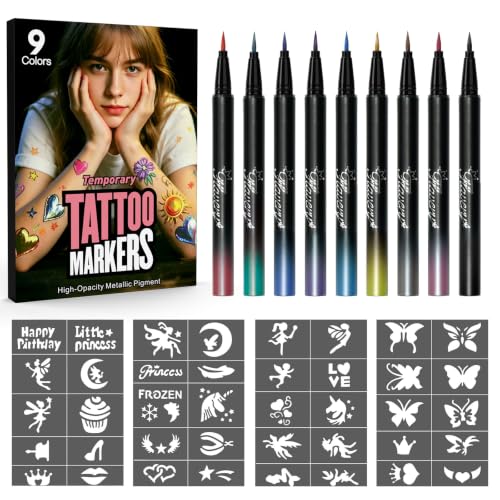 Gifts for Teenage Girls,Christmas Teen Girl Gifts,Temporary Tattoo Pens,9
